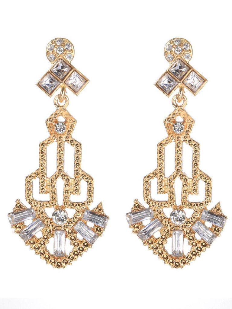 [US Warehouse] Gold 1920s Hollow Out Dangle Earrings