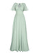 1950s Chiffon V-Neck Solid Vintage Dress