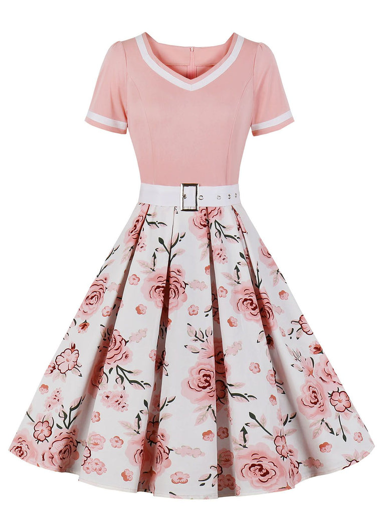 1950s Floral Patchwork Swing Dress