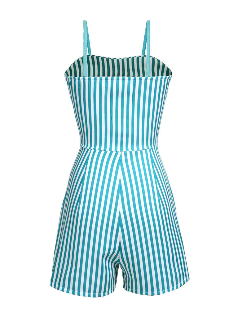 Turquoise 1950s Stripes Romper & Skirt