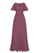 1950s Chiffon V-Neck Solid Vintage Dress