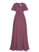 1950s Chiffon V-Neck Solid Vintage Dress