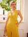 Yellow 1950s Halter Lace-Up Jumpsuit