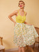 2PCS 1950s Yellow Romper & White Floral Skirt