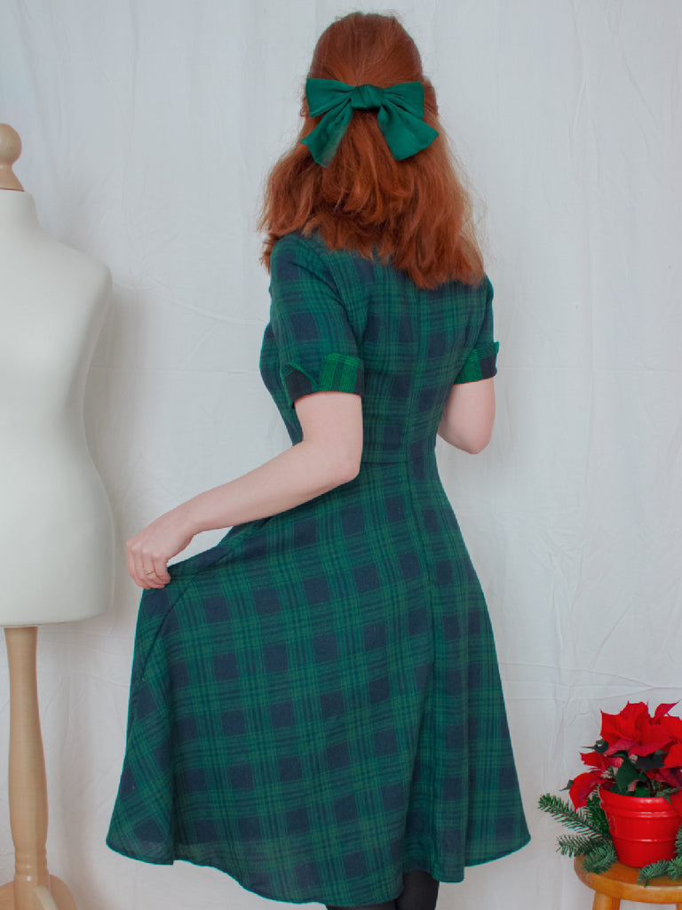 Plaids 1950s Buttoned Belted Swing Dress