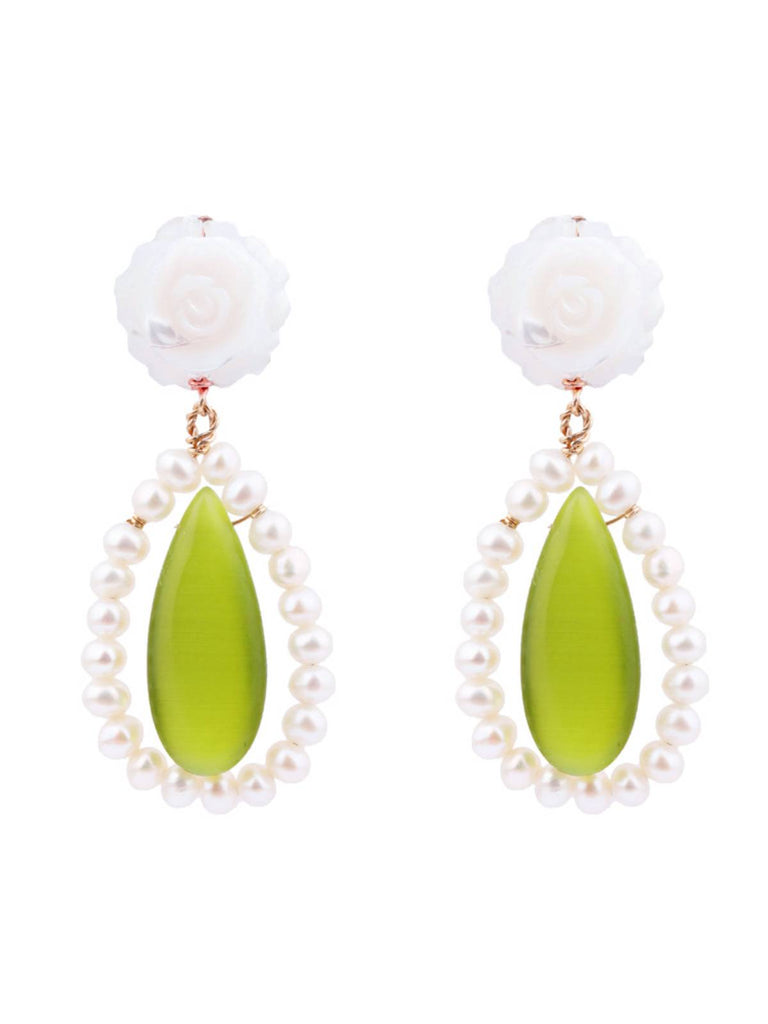 Retro Green Water Drop Earrings