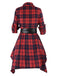 1950s 3/4 Sleeve Plaid Belt Dress