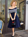 Navy 1950s Off Shoulder Swing Dress