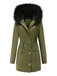 1950s Solid Zipper Fur Trimmed Coat