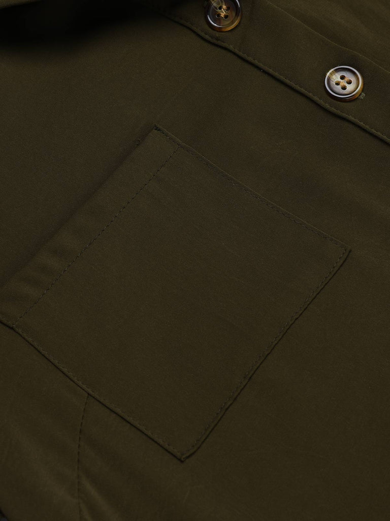 Army Green 1950s Solid Lace-up Romper: timeless style reimagined
