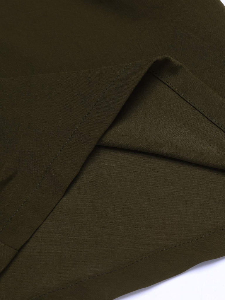 Army Green 1950s Solid Lace-up Romper: timeless style reimagined