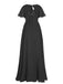 1950s Chiffon V-Neck Solid Vintage Dress