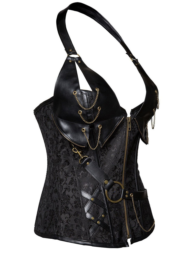 Steampunk Halter Leather Gothic Corset