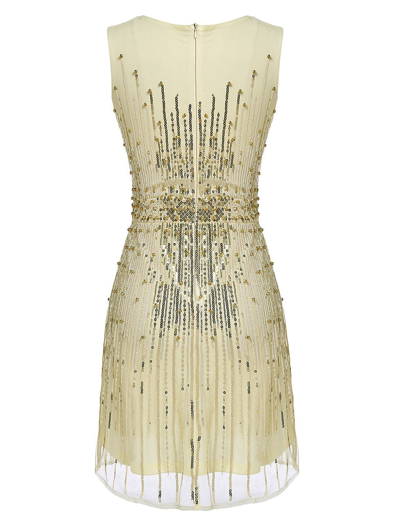 Beige 1920s Sequined Embellished Dress — vintage elegance for the modern woman