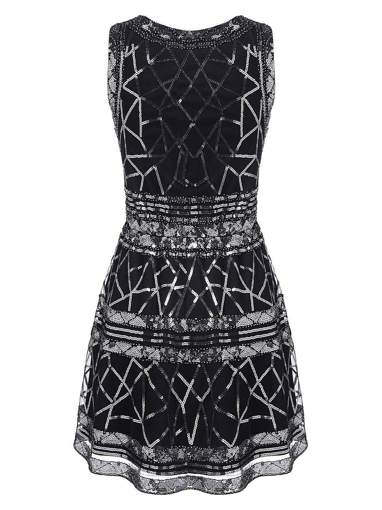 Black 1920s Geometric Sequined Dress — vintage elegance for the modern woman