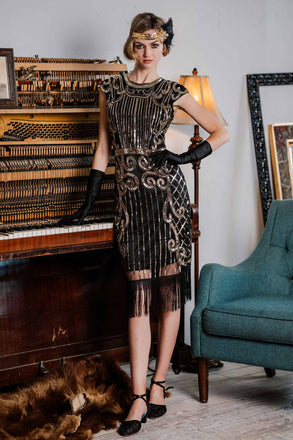 Black 1920s Sequined Flapper Dress: timeless style reimagined