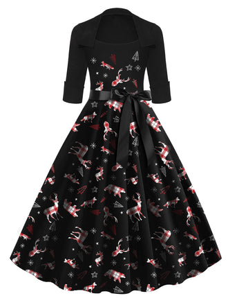 Black 1950s Christmas Bow Swing Dress: timeless style reimagined