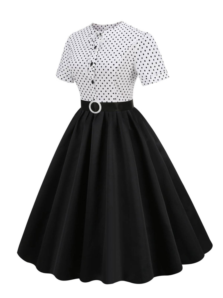 Black 1950s Dots Patchwork Dress — vintage elegance for the modern woman