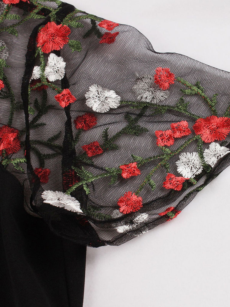 Black 1950s Halloween Lace Swing Dress — vintage elegance for the modern woman