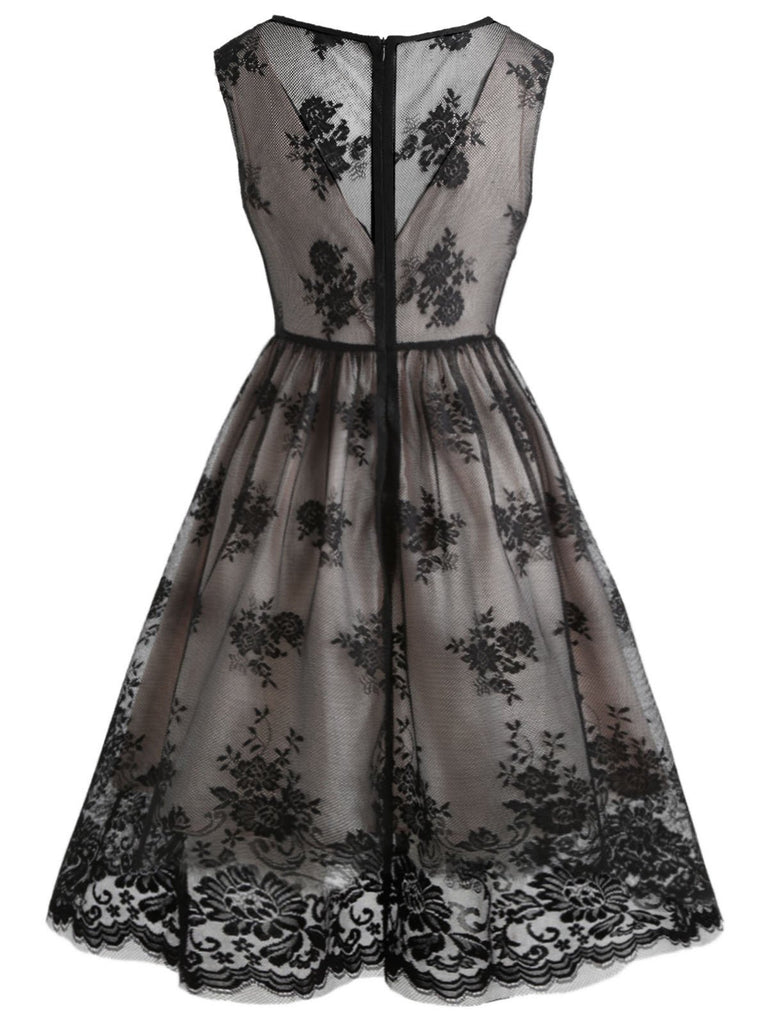Black 1950s Lace Floral Swing Dress — vintage elegance for the modern woman