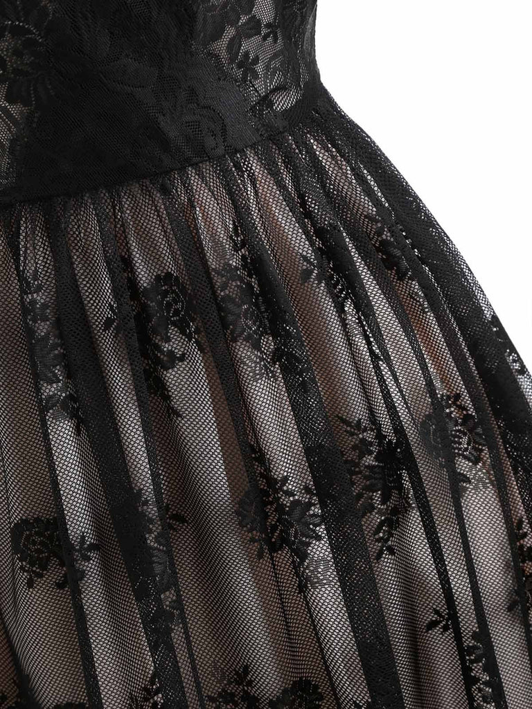 Black 1950s Lace Floral Swing Dress — vintage elegance for the modern woman