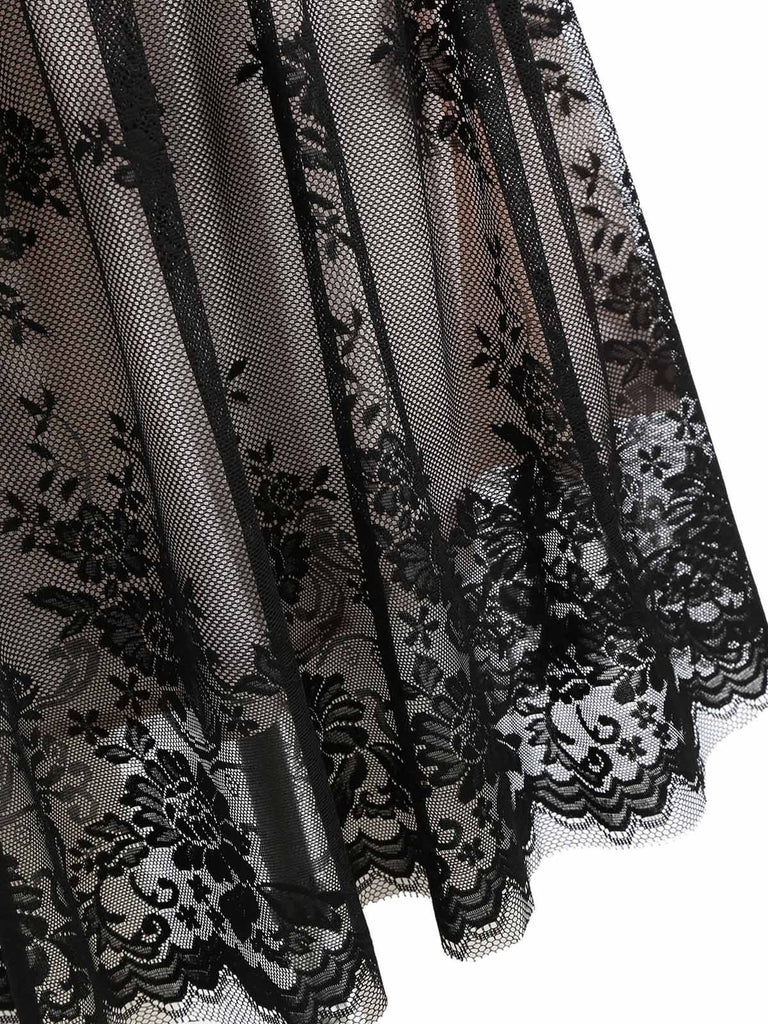 Black 1950s Lace Floral Swing Dress: timeless style reimagined