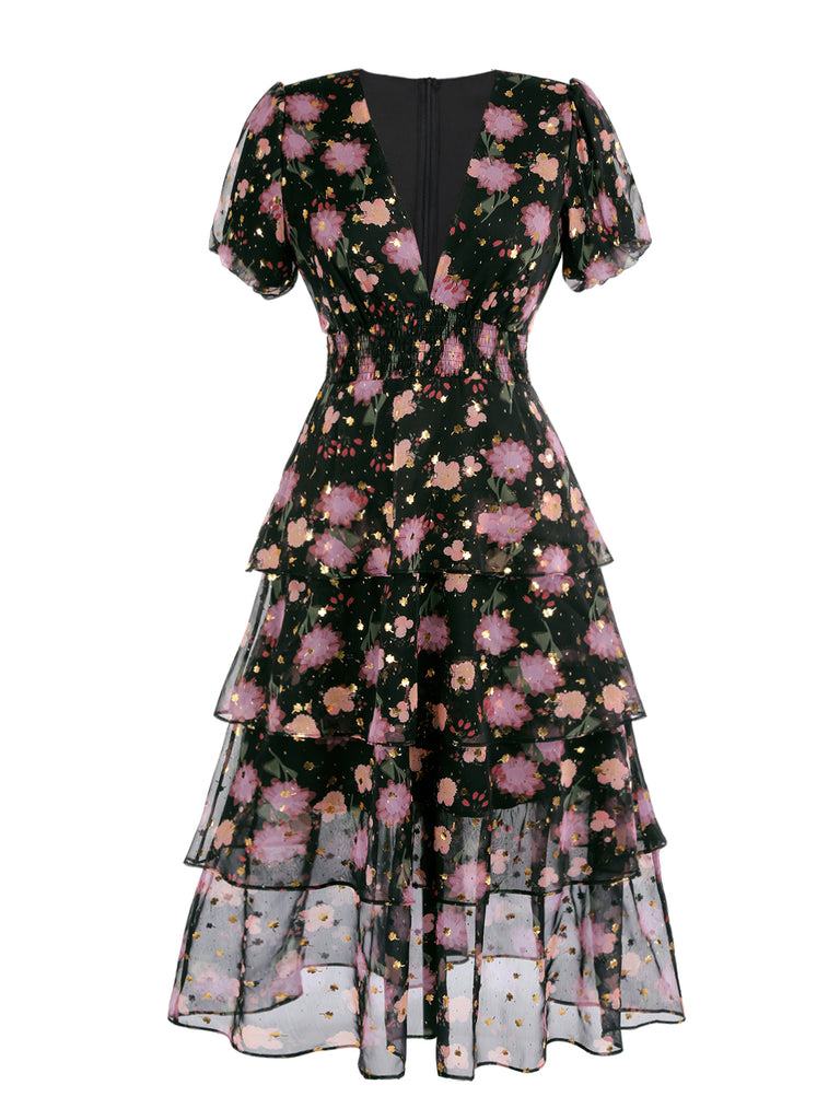 Black 1950s Lace Flowers Swing Dress: timeless style reimagined