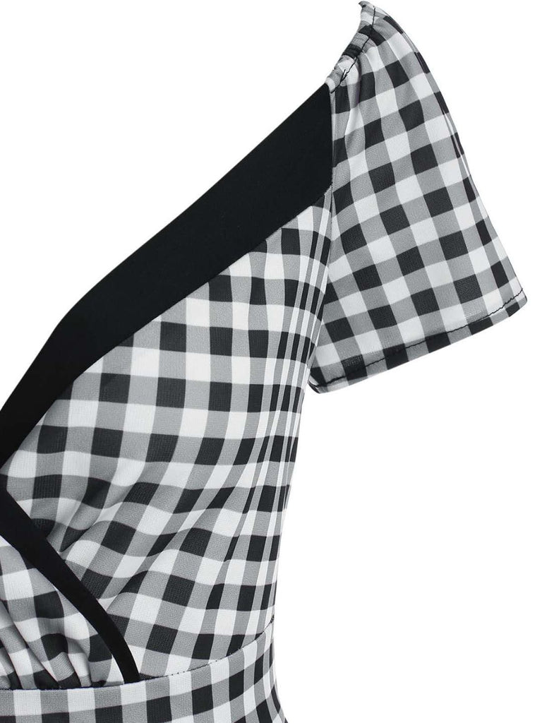 Black 1950s Plaids Button Swing Dress: timeless style reimagined