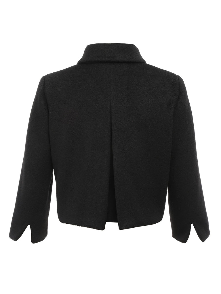 Black 1950s Retro Woolen Wrap Bolero Jacket: timeless style reimagined