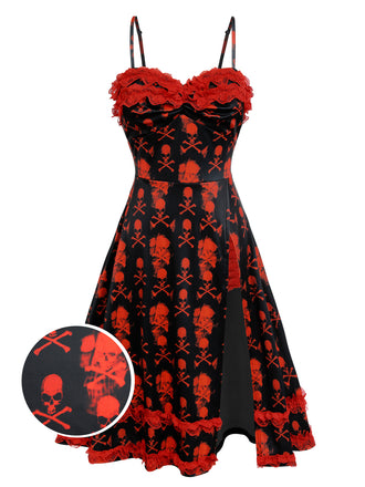 Black 1950s Skull Lace Strap Dress: timeless style reimagined