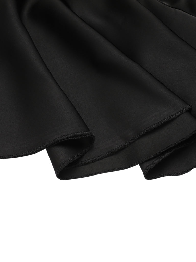 Black 1950s Solid Ruffled-Sleeve Blouse, vintage top, retro blouse - perfect for women who love vintage and retro fashion