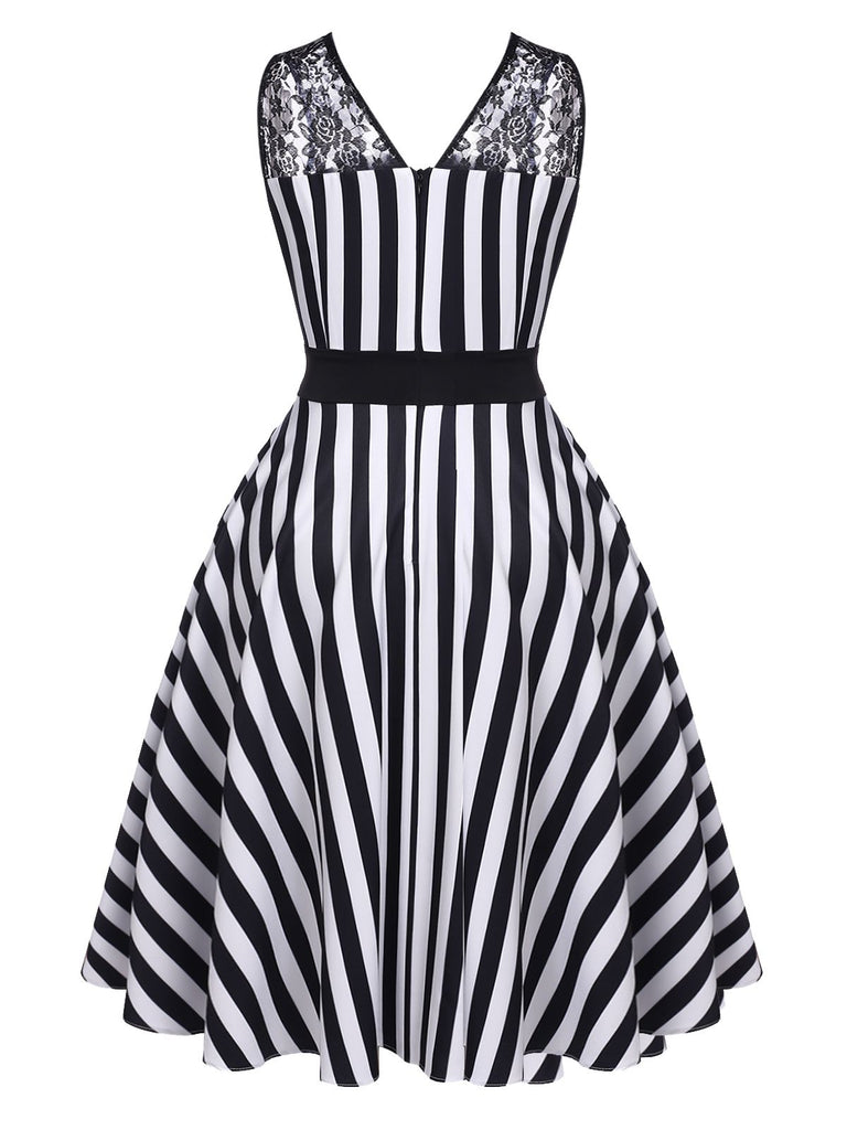 1950s Stripes Lace Swing Dress | 1950s | vintage dress, retro fashion