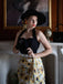 Black 1960s Halter Sunflower Pencil Dress: timeless style reimagined