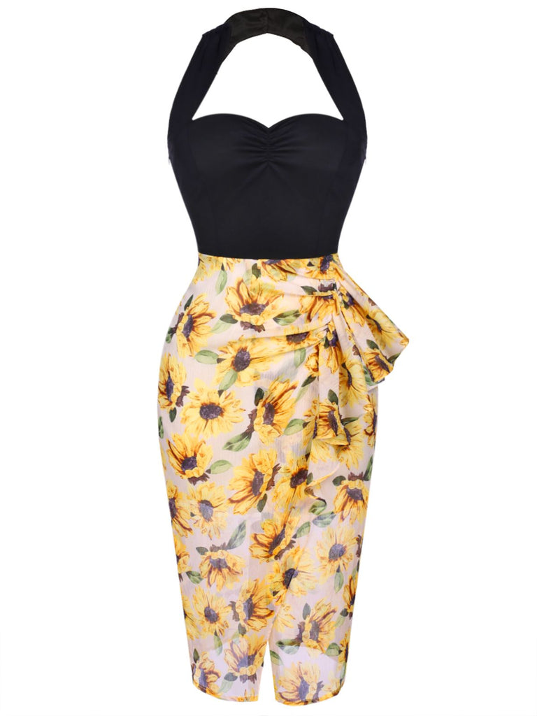 1960s Halter Sunflower Pencil Dress | 1960s | vintage dress, retro fashion