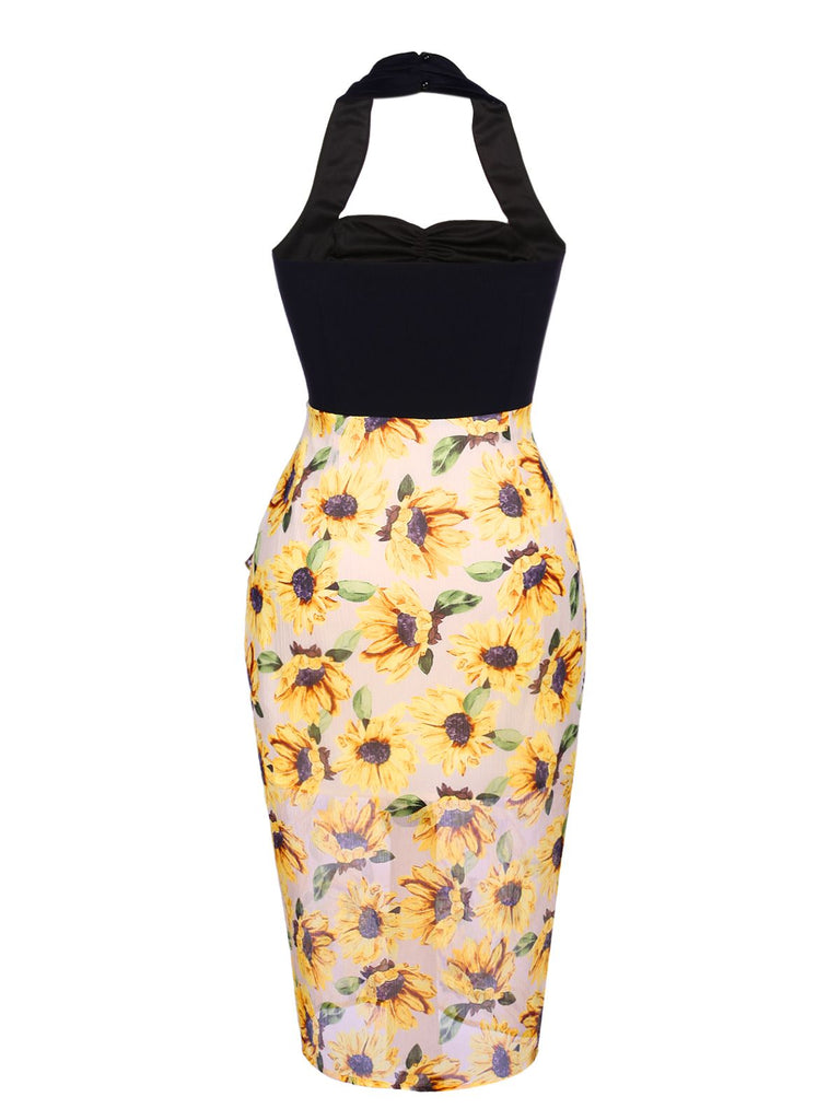 1960s Halter Sunflower Pencil Dress | 1960s | vintage dress, retro fashion