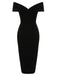 Black 1960s Off-Shoulder Rhinestones Velvet Dress, vintage dress, retro fashion - perfect for women who love vintage and retro fashion