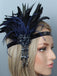 Black Blue 1920s Feather Headband — classic beauty whispers stories