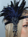 Black Blue 1920s Feather Headband: elegant vintage style