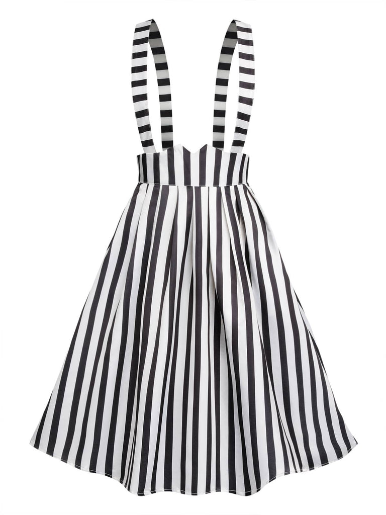 Black & White 1950s Stripes Suspender Skirt: timeless style reimagined