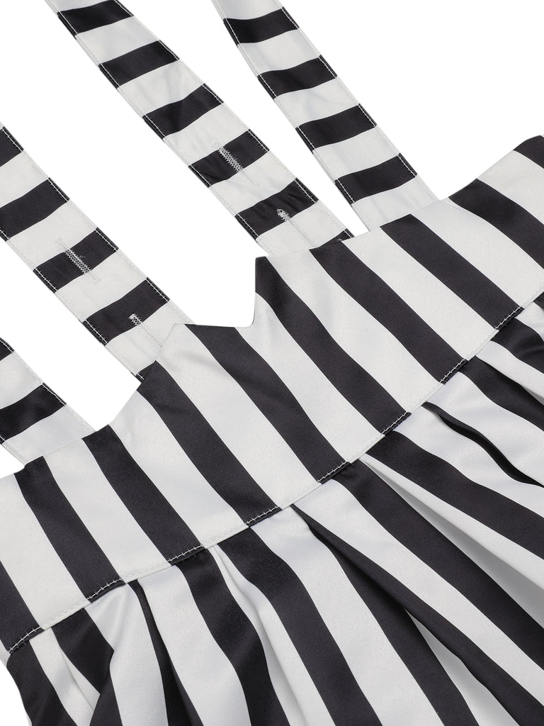 Black & White 1950s Stripes Suspender Skirt, vintage skirt, retro style - perfect for women who love vintage and retro fashion