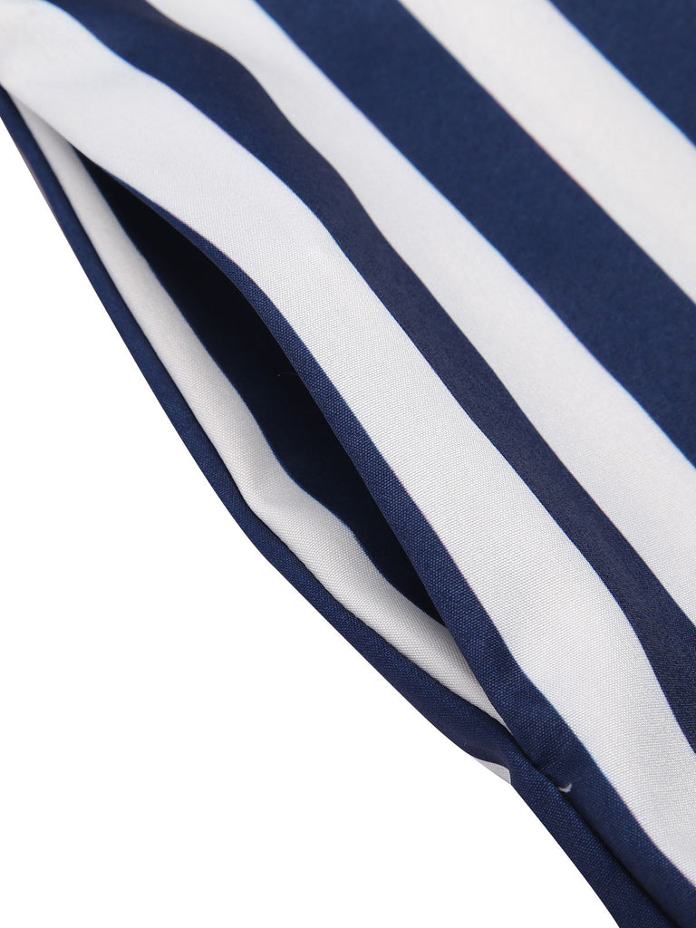 Blue 1930s Striped Ruffle Jumpsuit: timeless style reimagined