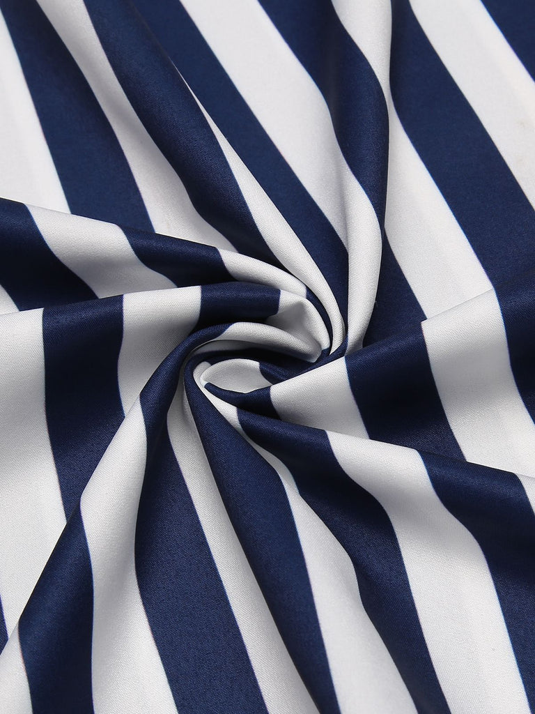 Blue 1930s Striped Ruffle Jumpsuit: timeless style reimagined