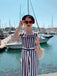 Blue 1930s Striped Ruffle Jumpsuit: timeless style reimagined