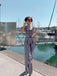Blue 1930s Striped Ruffle Jumpsuit: timeless style reimagined