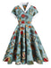 Blue 1950s Button Comics Swing Dress: timeless style reimagined