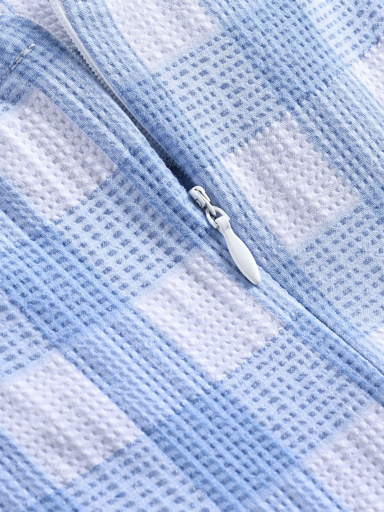 Blue 1950s Spaghetti Strap Plaid Dress — vintage elegance for the modern woman