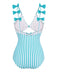 Blue 1960s Stripe Strap Bow One-Piece Swimsuit: timeless style reimagined