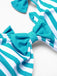 Blue 1960s Stripe Strap Bow One-Piece Swimsuit — vintage elegance for the modern woman