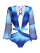 Blue Solid Puff Sleeves One-piece Swimsuit: timeless style reimagined