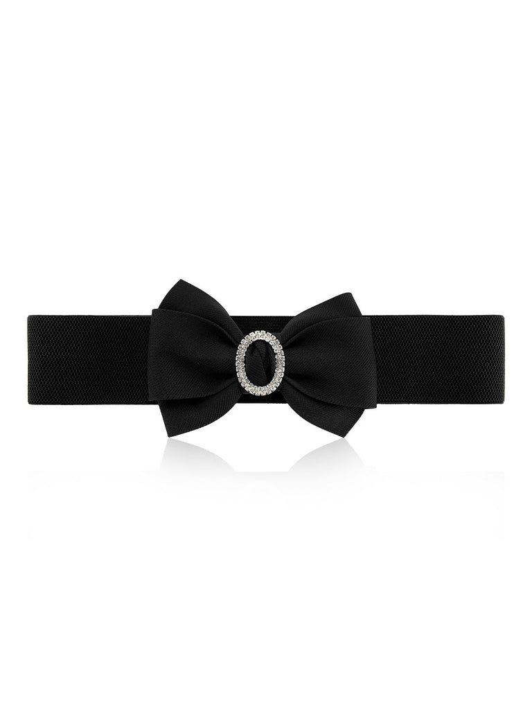 Bow Buckle Elastic Solid Vintage Belt - vintage fashion, retro style